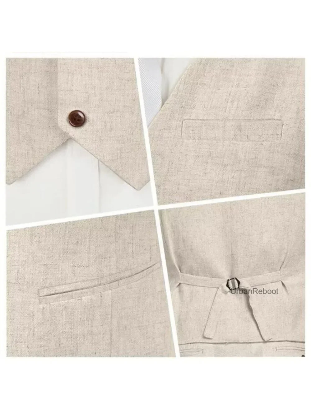 Men's 2-Piece Linen Suit Vest & Pants Lightweight Summer Wedding Groomsmen